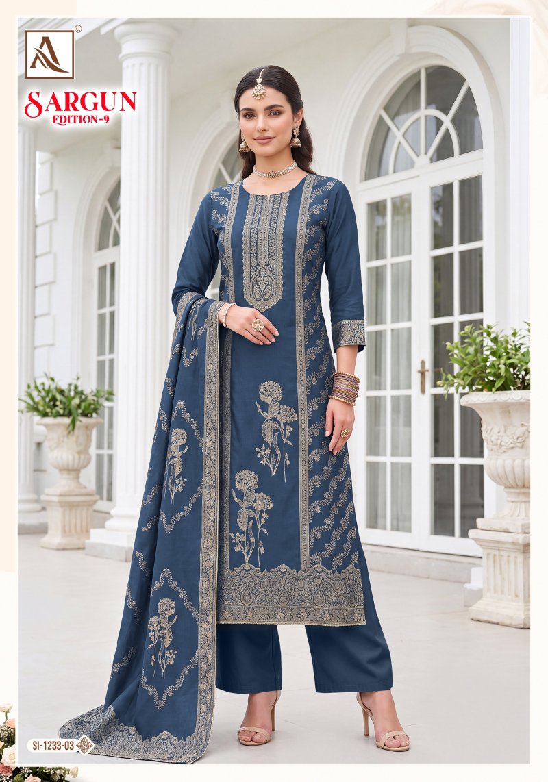 Sargun Edition 9 By Alok Viscose Maslin Jacquard Dress Material 